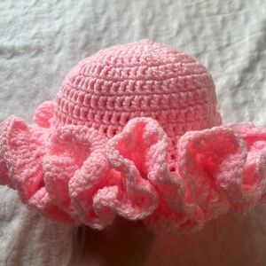 Handmade crochet toddler ruffle bucket hat